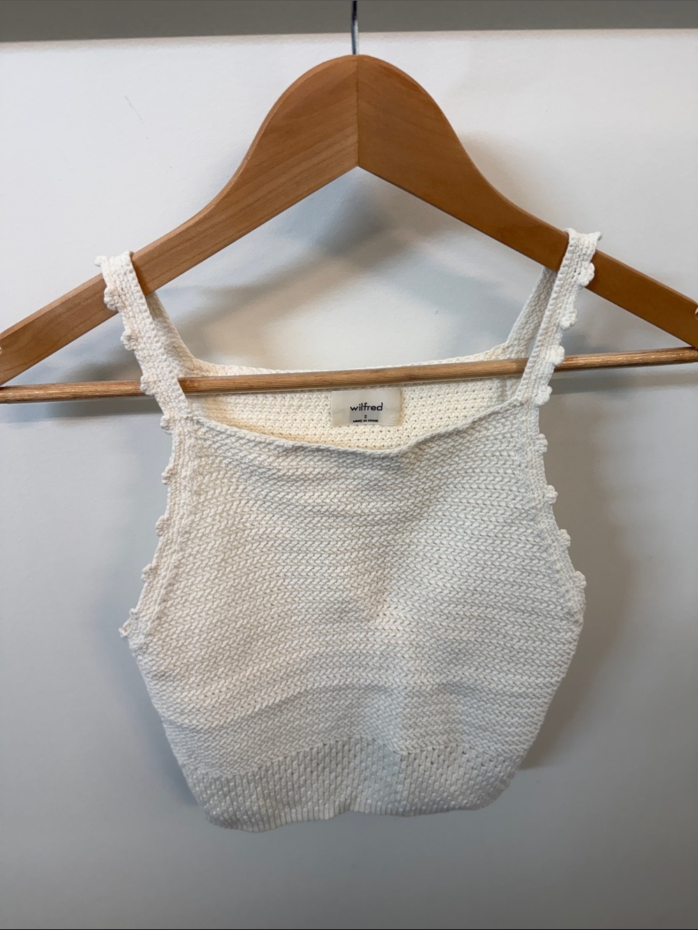 Wilfred Aritzia Cream Knit crop tank size S